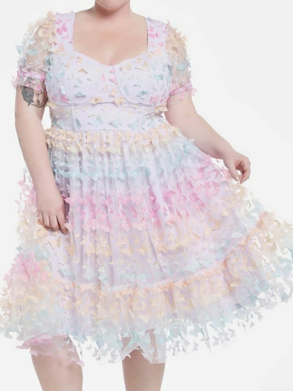 Hot Topic Pastel 3-D Butterfly Midi Dress
